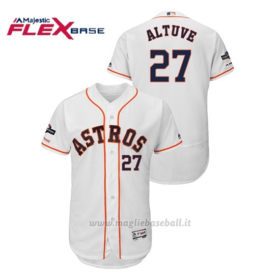 Maglia Baseball Uomo Houston Astros 27 Jose Altuve 2019 Postseason Flex Base Bianco